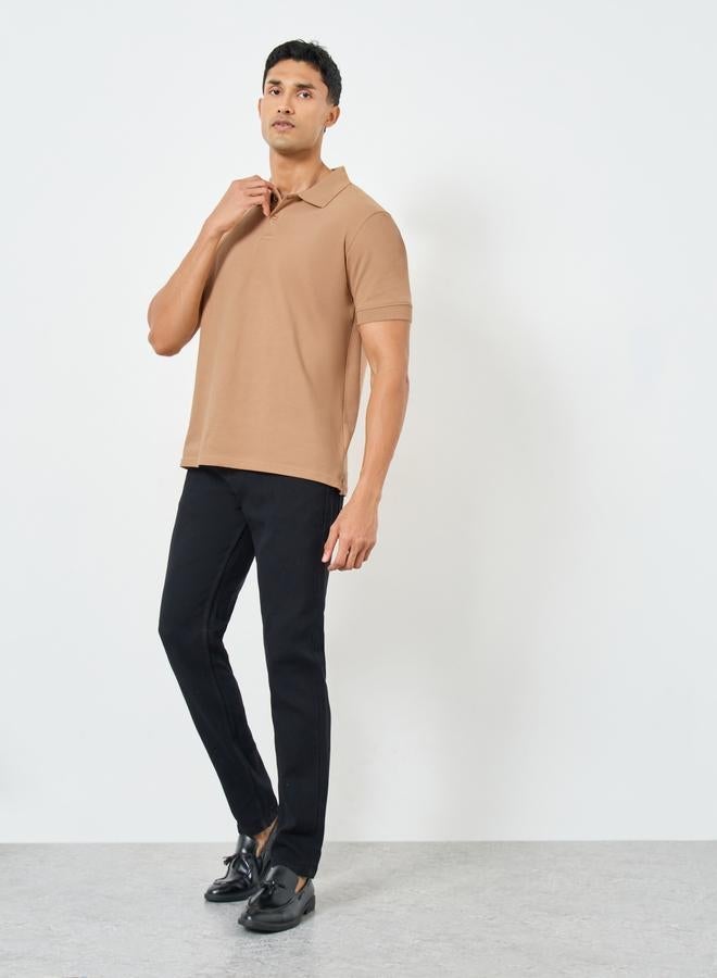 Styli Men Beige Cotton Relaxed Polo - Image 5